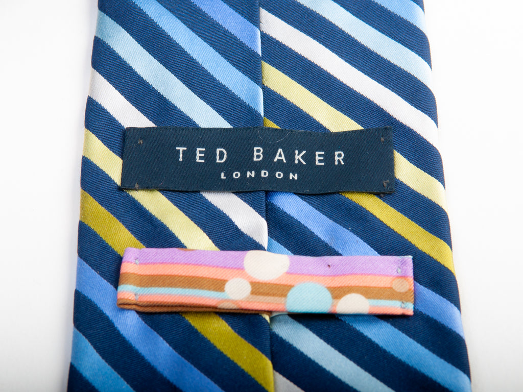 Ted Baker Blue Striped Silk Tie for Luxmrkt.com Menswear Consignment Edmonton