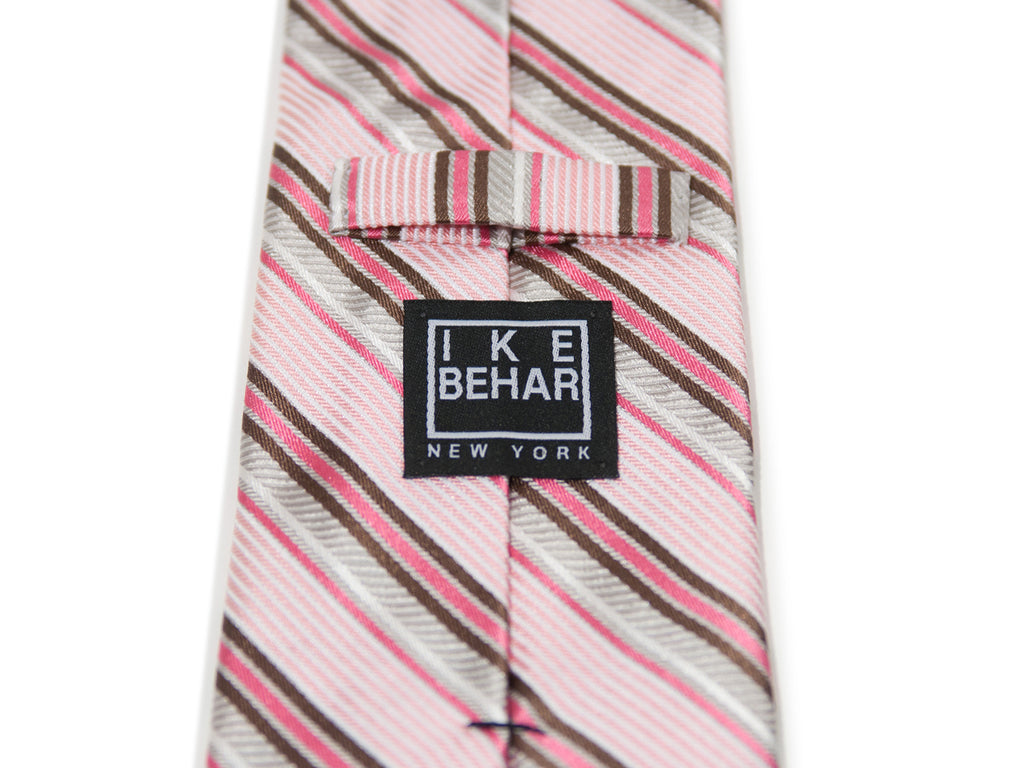 Ike Behar Pink Striped Silk Tie. Luxmrkt.com menswear consignment Edmonton.