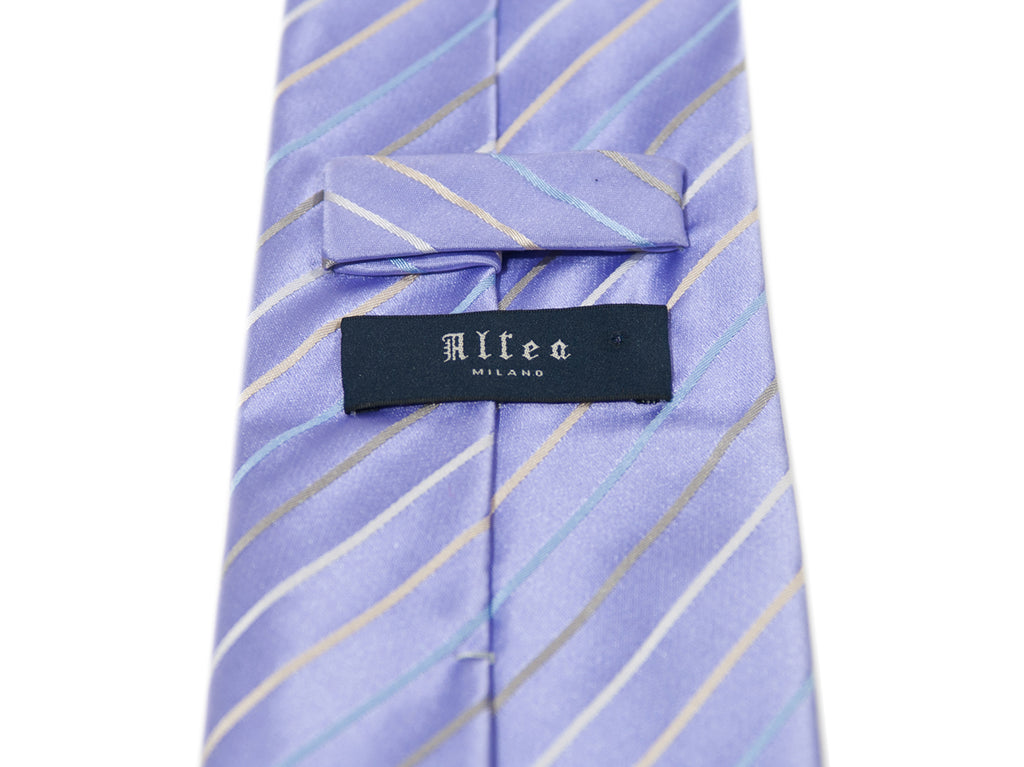 Altea Milano Lilac Striped Cotton Tie. Luxmrkt.com menswear consignment Edmonton