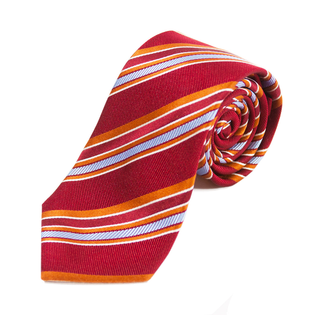 Hugo Boss Deep Red Striped Silk Tie