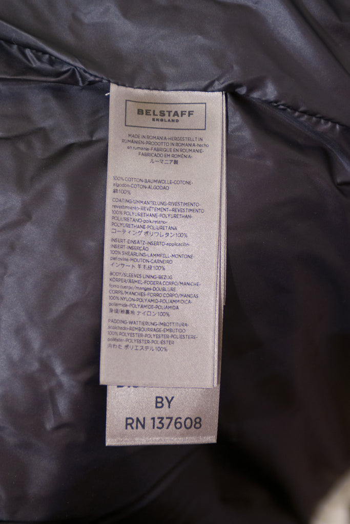 Belstaff Montfield Shearling Trim Multi-Pocket Coat in Mist Beige