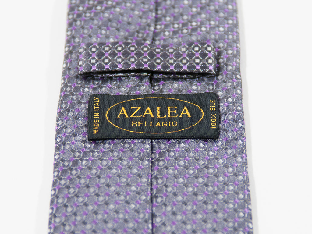 Azalea Savorata a Mano Purple Geometric Silk Tie