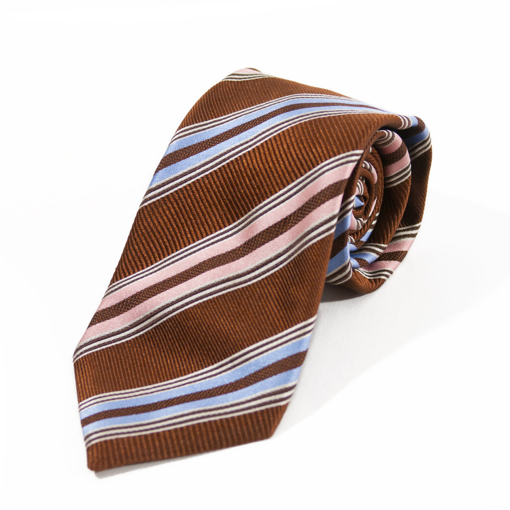 Canali Brown Striped Silk Tie
