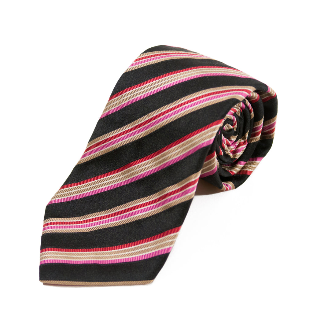 Hugo Boss Black Regimental Stripe Silk Tie for Luxmrkt.com menswear consignment Edmonton