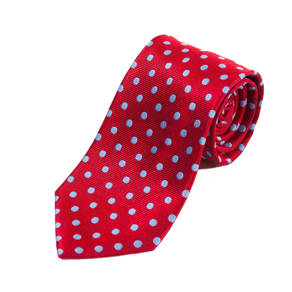 Michelsons of London Red Polka Dot Silk Tie