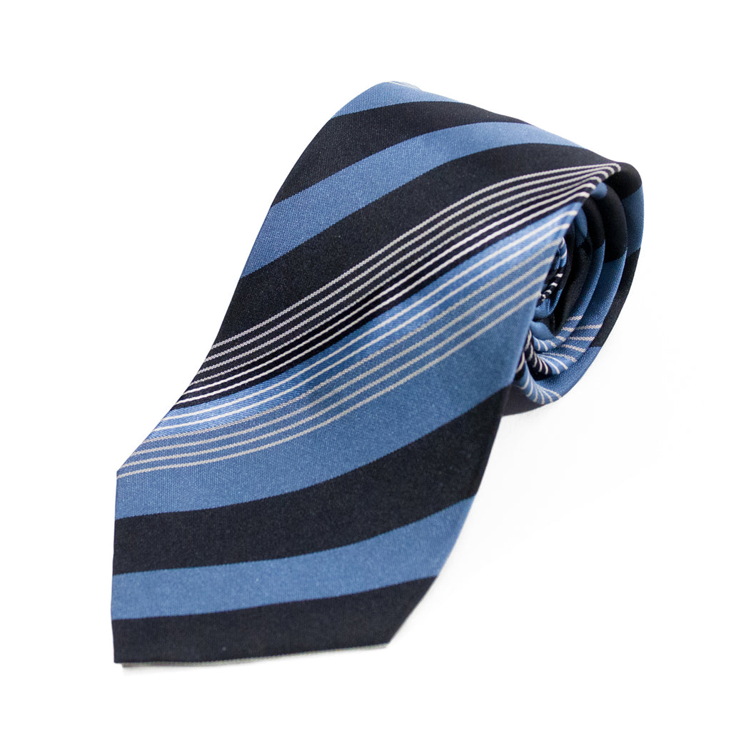 Giorgio Armani Slate Blue Striped Tie. Luxmrkt.com menswear consignment Edmonton