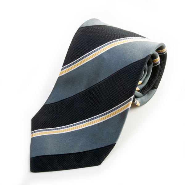 Giorgio Armani Black on Grey Shadow Stripe Silk Tie for Luxmrkt.com Menswear Consignment Edmonton