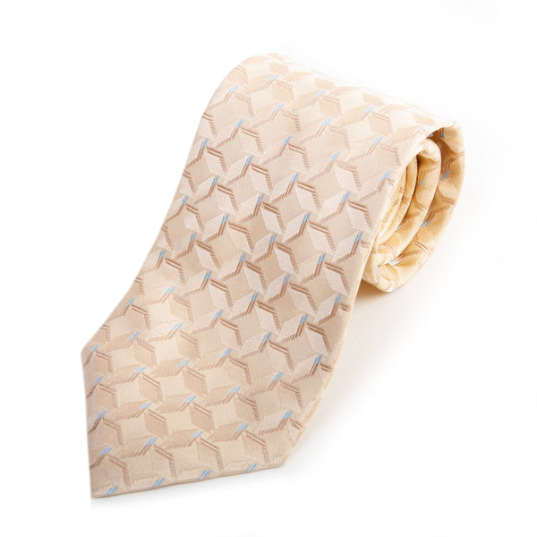 Giorgio Armani Tan Geometric Patterned Silk Tie for Luxmrkt.com Menswear Consignment Edmonton