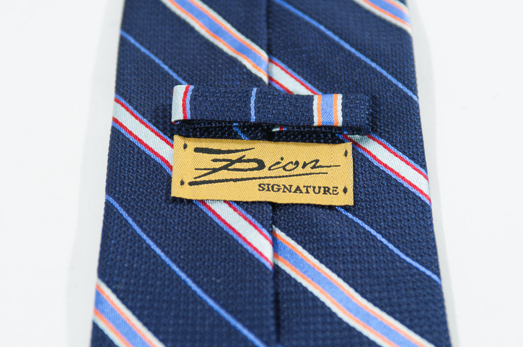 Dion Navy Blue Repp Stripe Tie