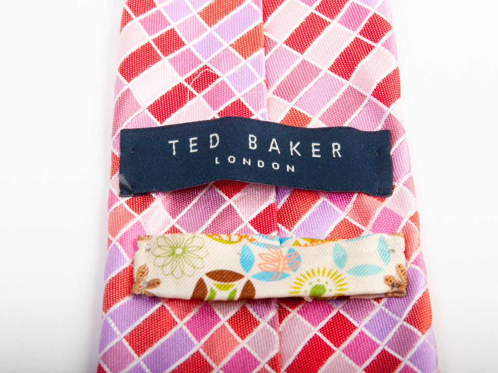 Ted Baker Pink Check Hand Tailored Silk Tie for Luxmrkt.com Menswear Consignment Edmonton